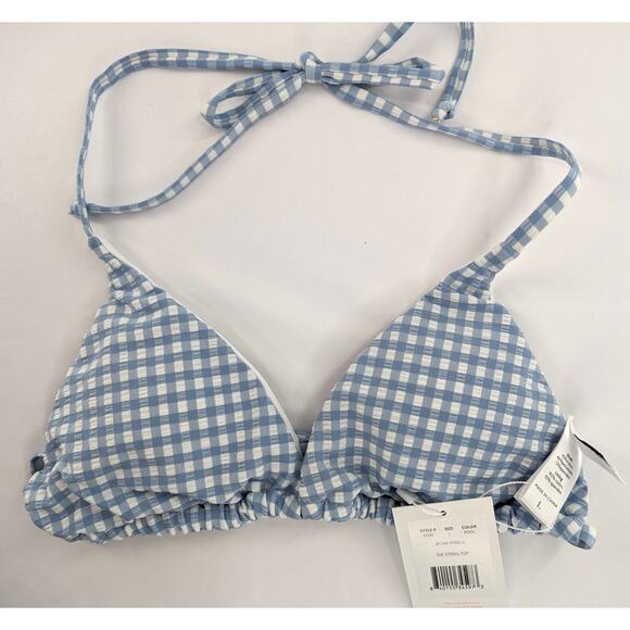 Andie Swim Blue White Bikini Top The String Top Large - Picture 3 of 8